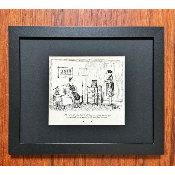Framed Vintage New Yorker Magazine 8x10 Weber Cartoon Clipping Cholesterol - Picture 5 of 5